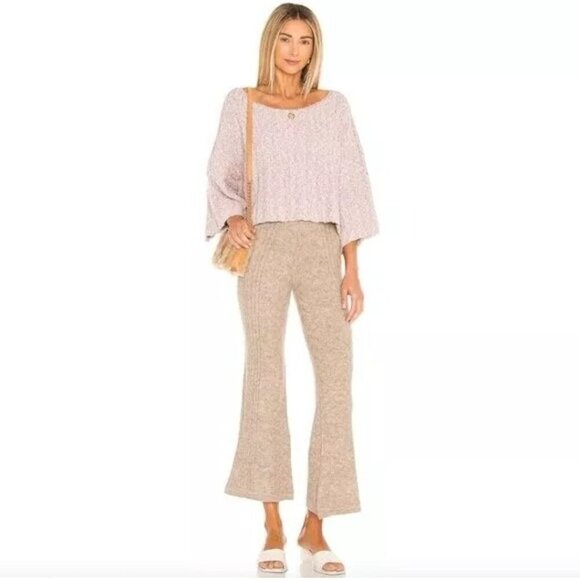 Free People Good Day Mauve Pullover Ribbed Oversized Sweater Size S - Picture 6 of 9